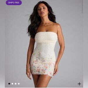 Beaded Floral Strapless Dress